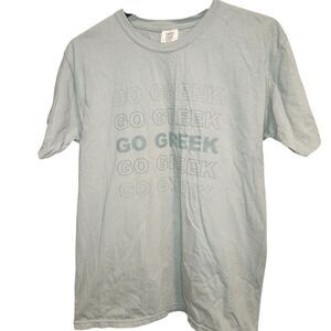 Comfort Colors "Go Greek" 100% Cotton Green T-Shirt Size Large